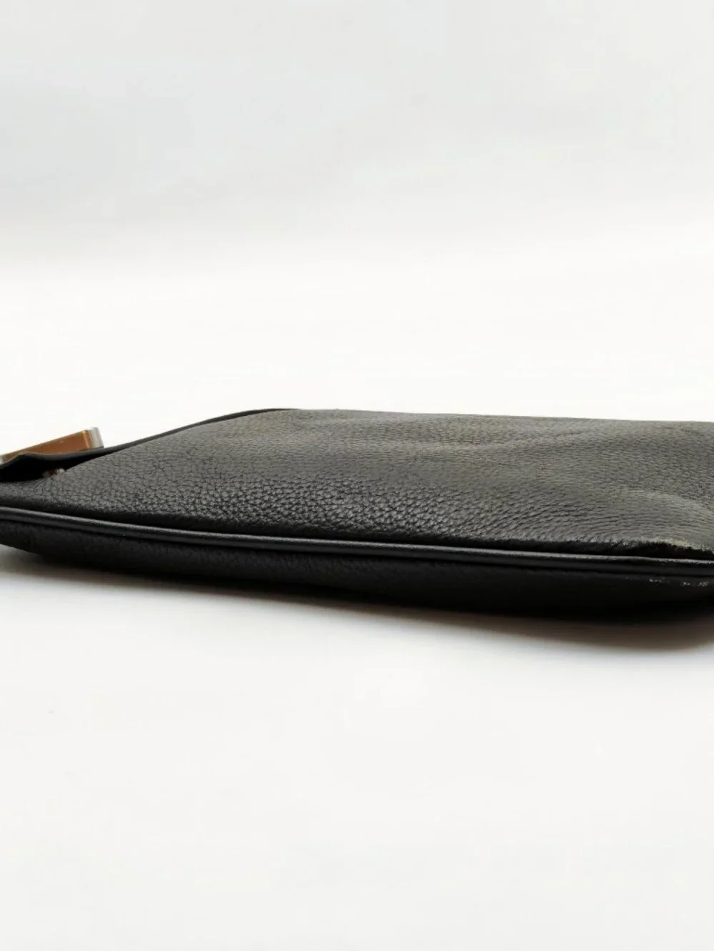 Alexander Wang Black Pebbled Leather Wristlet Pouch Clutch Zip Cosmetic Case